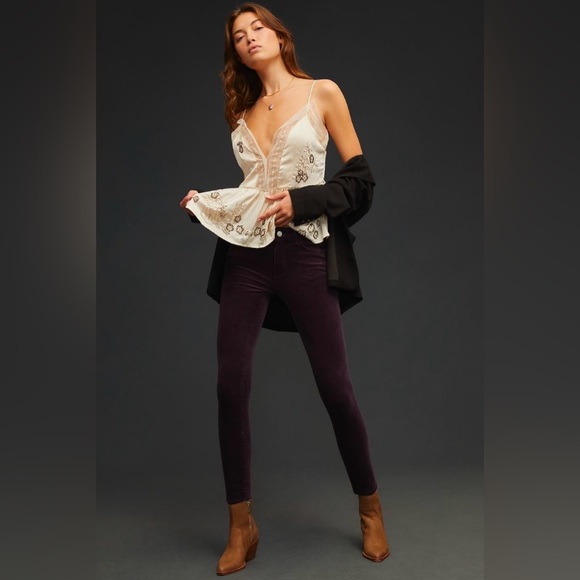 Plum/Eggplant Anthropologie Pilcro Mid Rise Corduroy Skinny Legging Pants - Picture 2 of 16